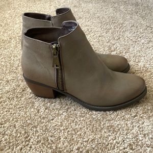 Madeline taupe chunky ankle boots.